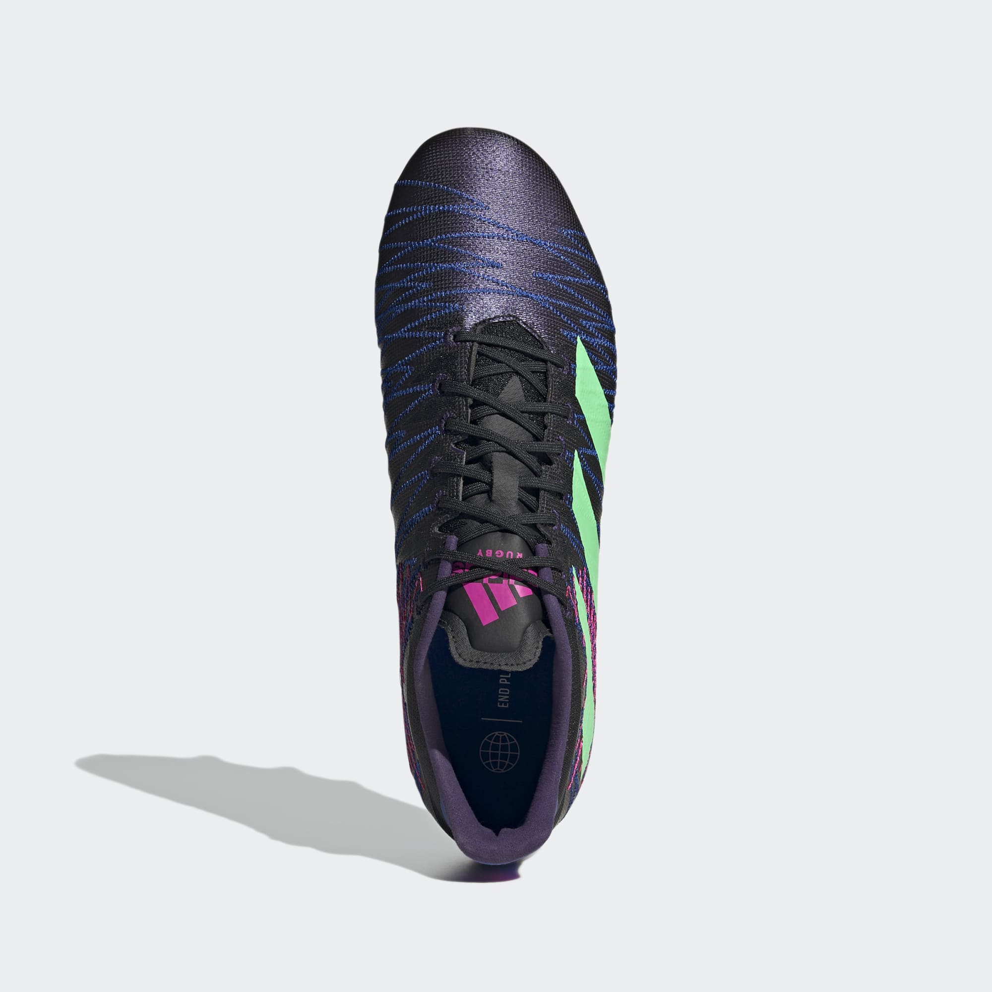 Adidas Unisex Kakari Elite SG Rugby Boots In Core Black / Beam Green / Royal Blue