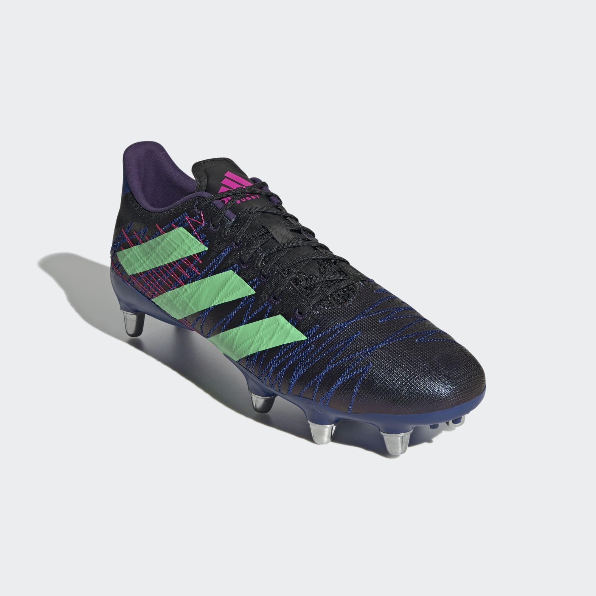 Adidas Unisex Kakari Elite SG Rugby Boots In Core Black / Beam Green / Royal Blue