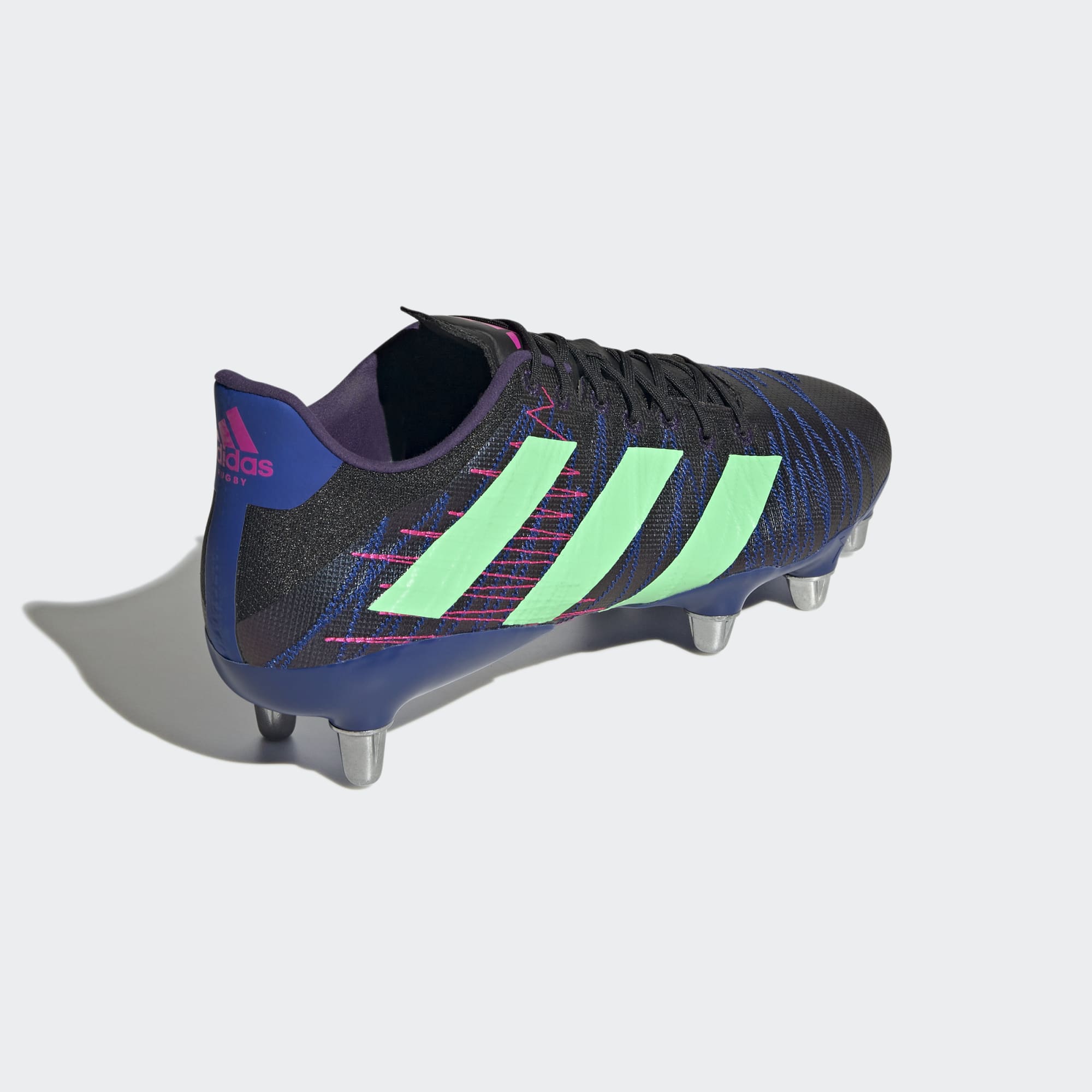 Adidas Unisex Kakari Elite SG Rugby Boots In Core Black / Beam Green / Royal Blue