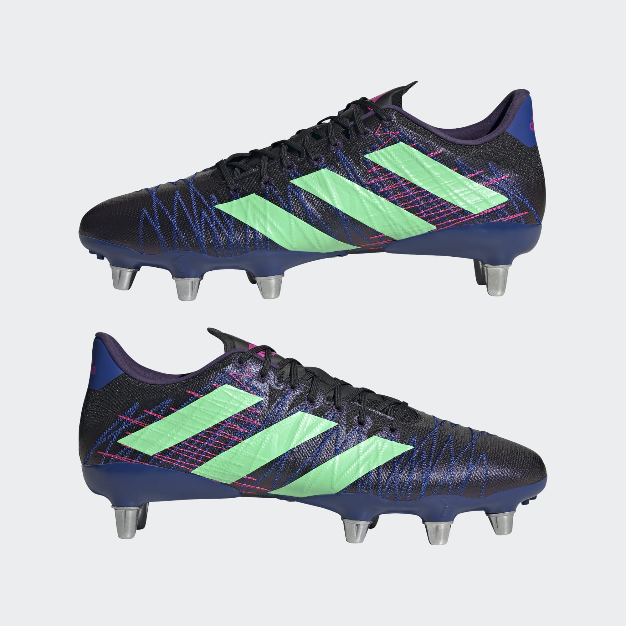 Adidas Unisex Kakari Elite SG Rugby Boots In Core Black / Beam Green / Royal Blue