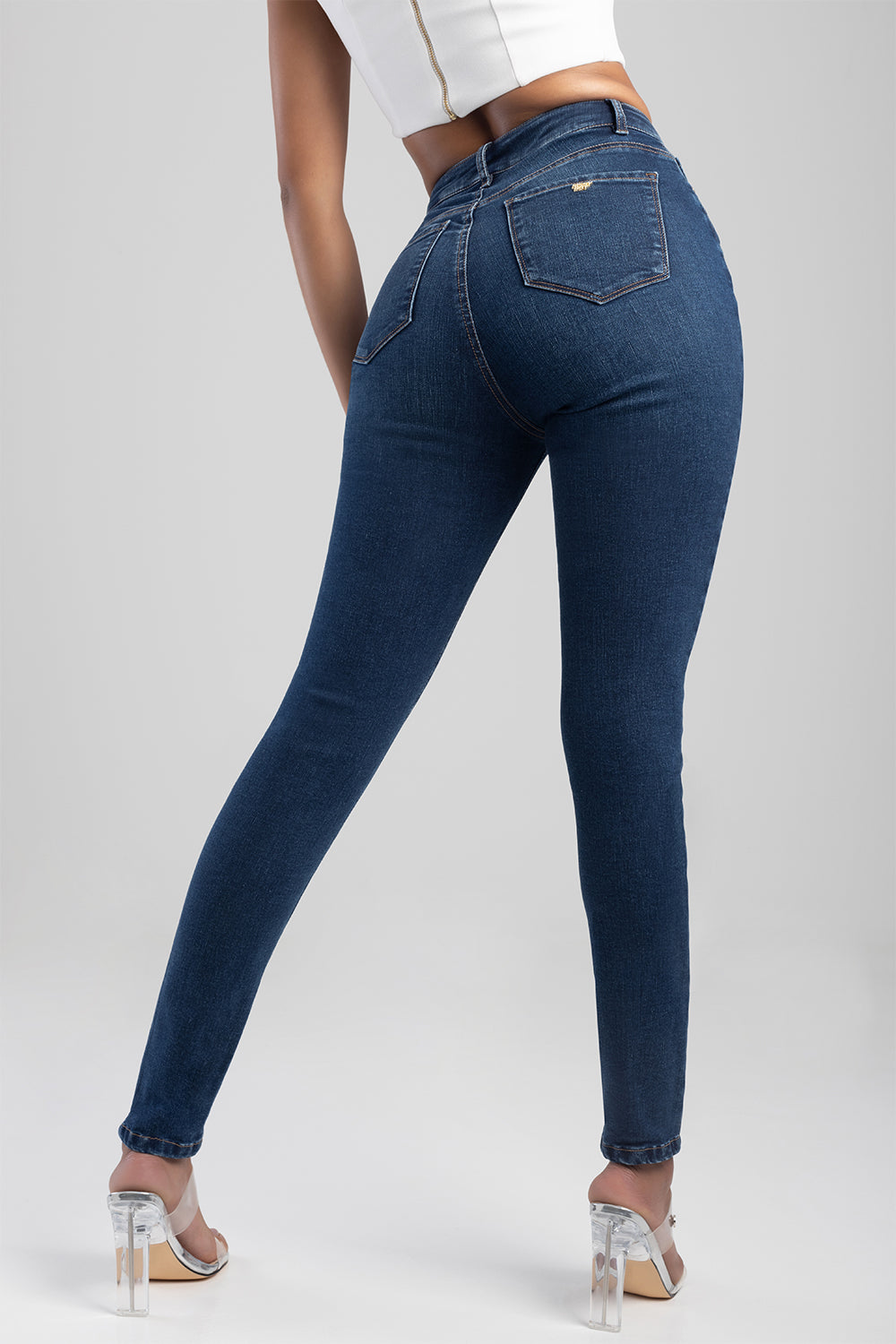 Sissyboy Ladies High Waist Sexy Curvy Fit Jeans In Dark Vintage