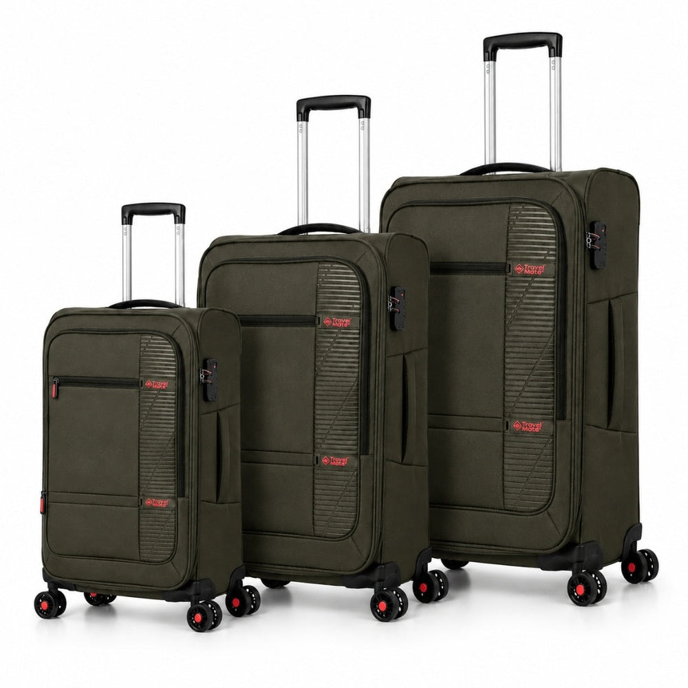 Travel Mate 3 Piece Poly Expandable Spinner Set Travel Safty Approved In Charcoal Grey