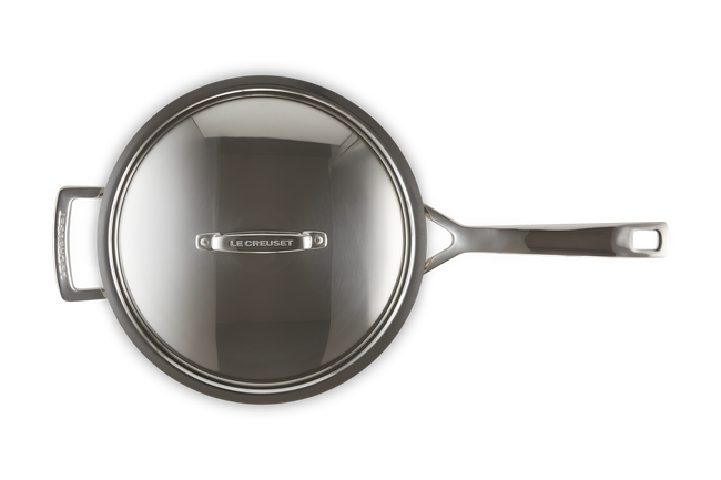 Le Creuset Triply Chefs Pan Non-stick With Lid In Silver