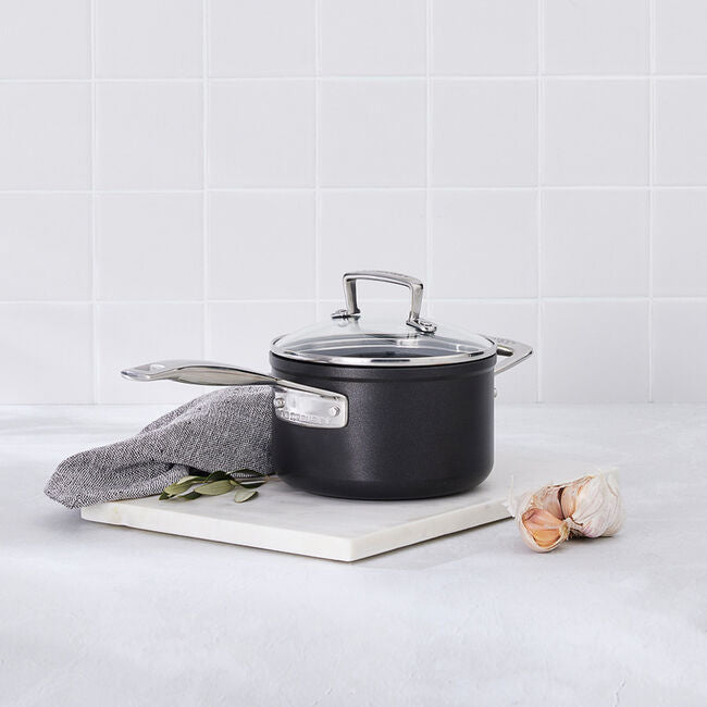 Le Creuset Toughened Non-Stick Saucepan with Glass Lid & Helper Handle