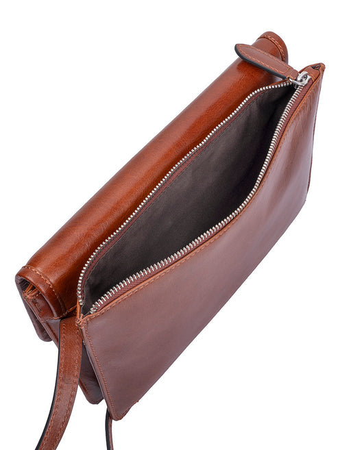 Polo Womens Newport Flapover Sling Bag In Brown
