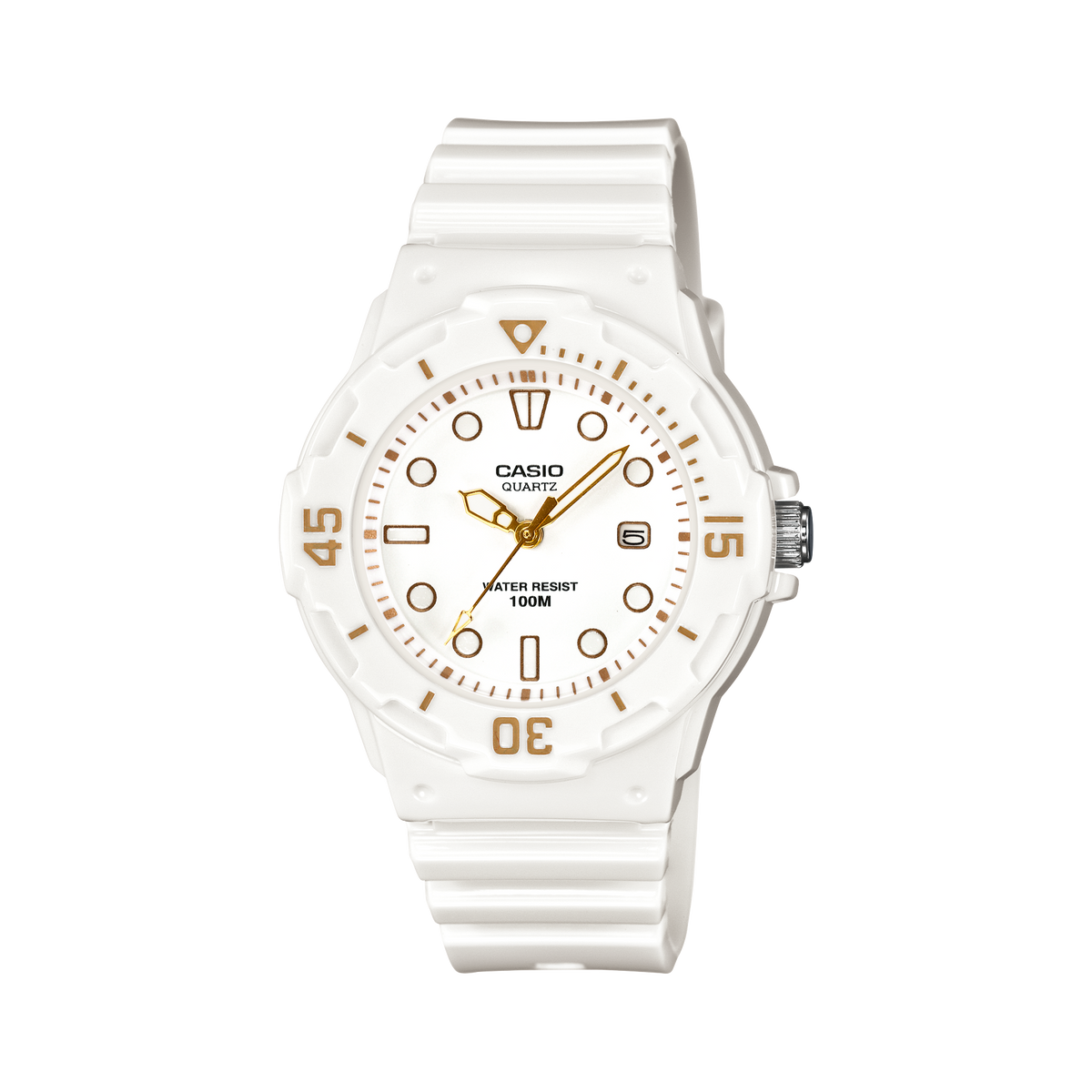 Casio Rubber Ladies Watch In White & Gold