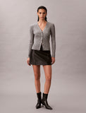 Calvin Klein Ladies Mouline Rib Cardigan In Grey