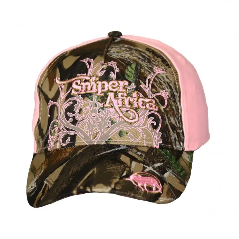 Sniper Womens 3D Swirl Peak Cap In Camouflage/Pink