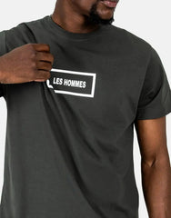 Les Hommes Mens Block Print T-Shirt In Green