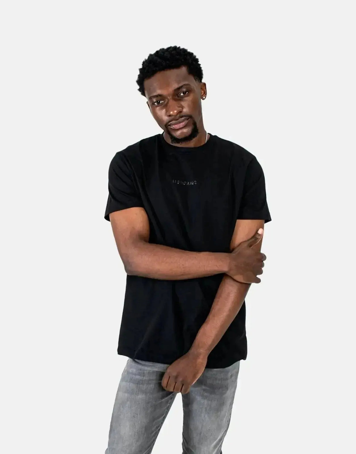 Les Hommes Mens Centre Print  T-Shirt In Black