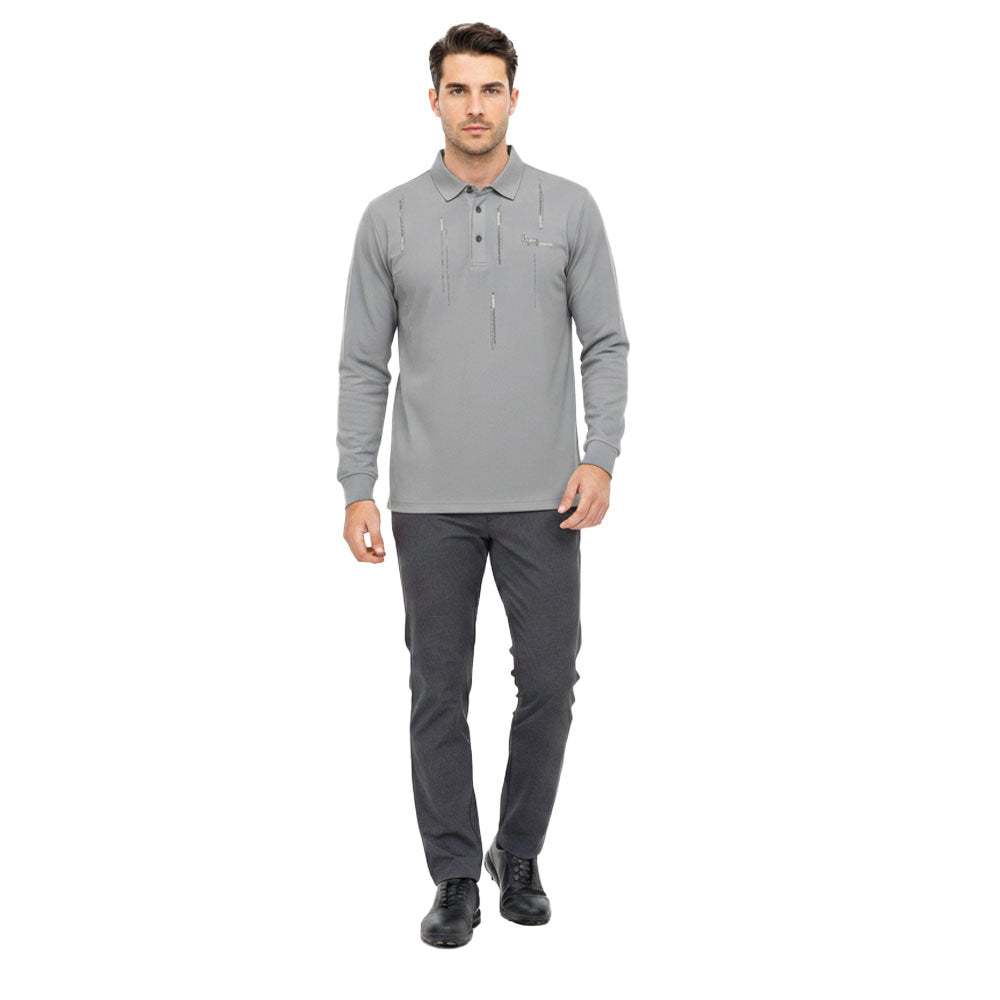 Loreti Mens Lune Long Sleeve Golfer In Grey