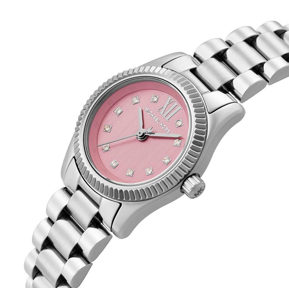 Micheal Kors Womens Lexington Stainless Steel Watch In Silver/Pink Dial