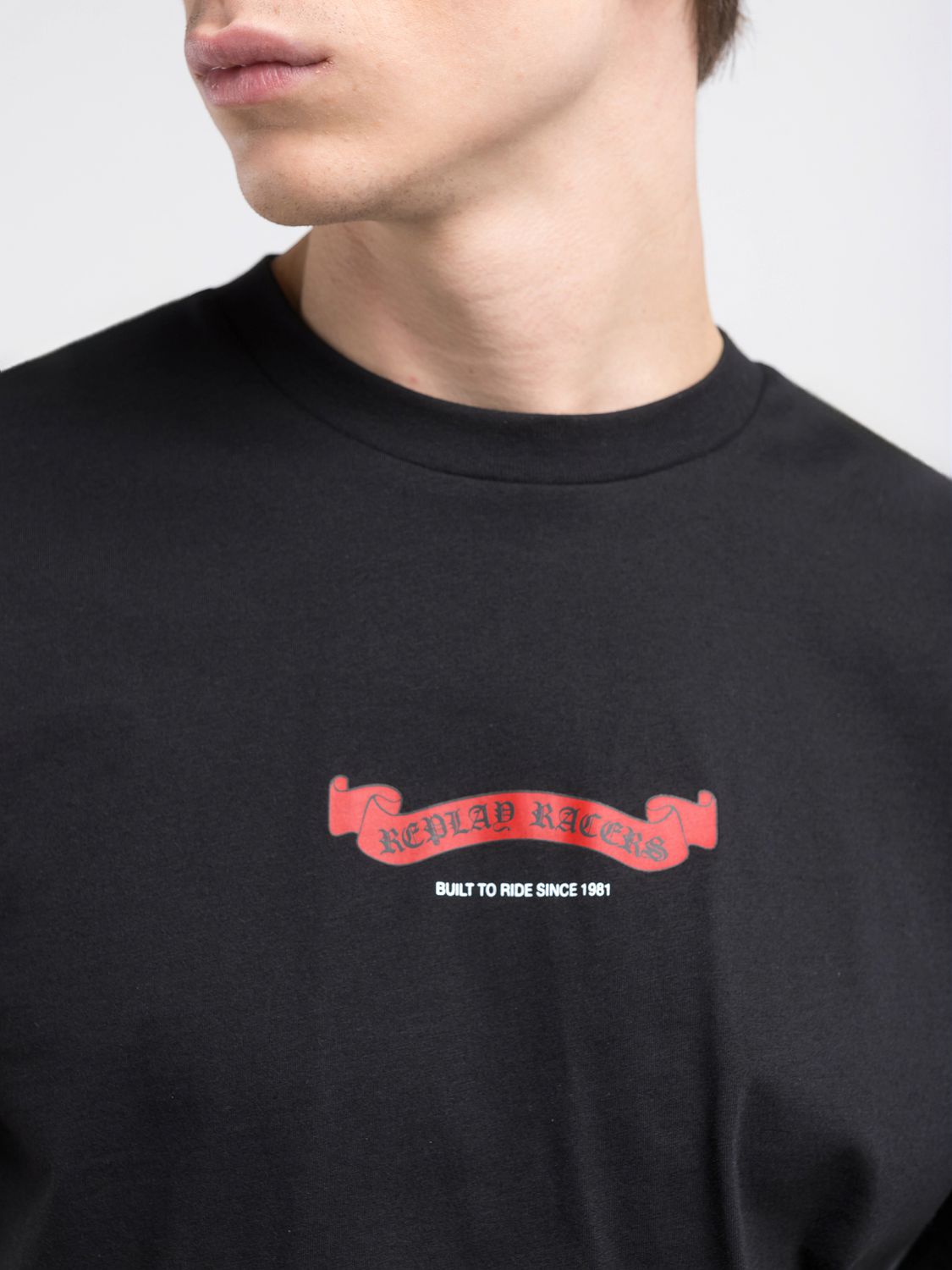 Replay Mens Custom Print T-Shirt In Black