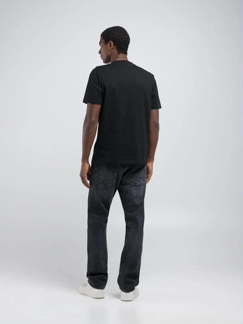 Replay Mens R Printed T-Shirt In Black