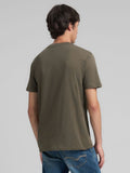 Replay Mens T-shirt With Logo Print In Mud Green