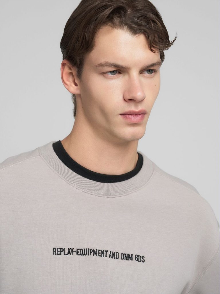 Replay Mens 589 Crew Neck Sweatshirt In Grey