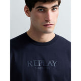 Replay Short Sleeve With Embossed Logo T-Shirt In Dark Navy