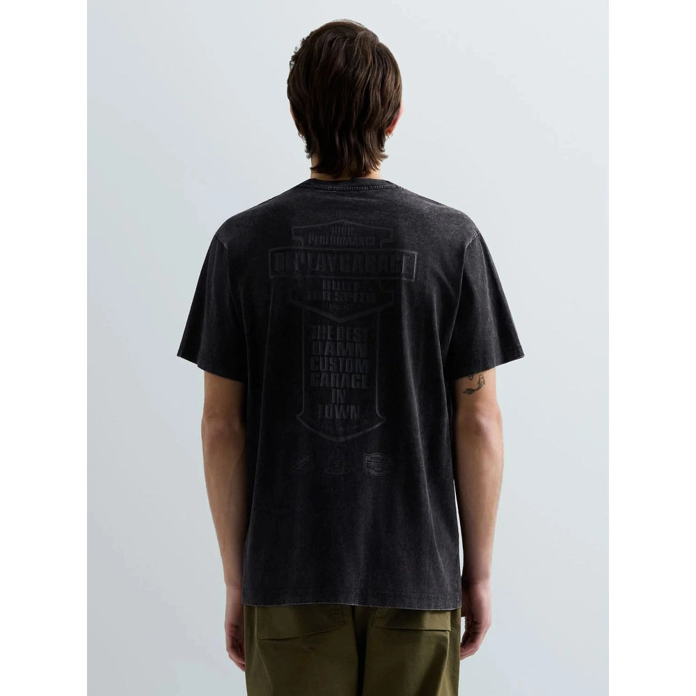 Replay Biker-Print Cotton T-Shirt In Black