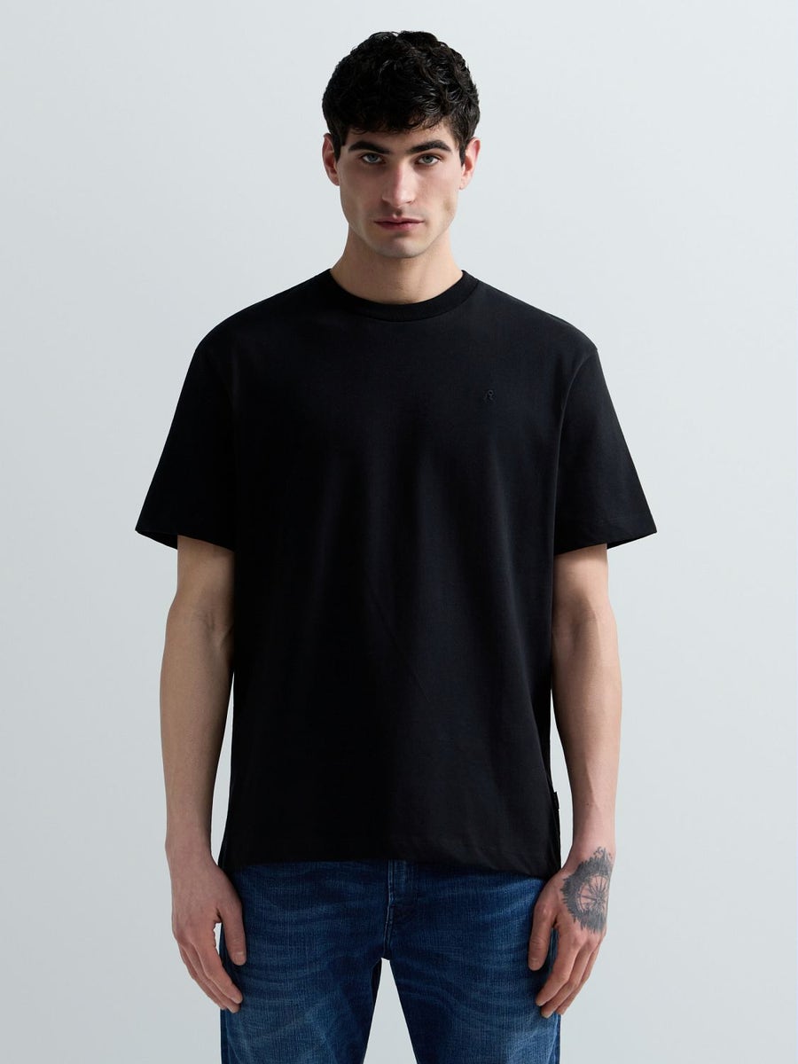Replay Mens Crew Neck T-shirt With Embroidery In Black