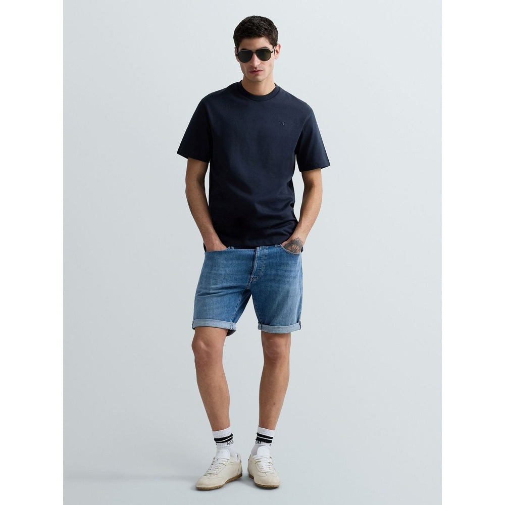 Replay Logo Embroidery T-Shirt In Dark Navy