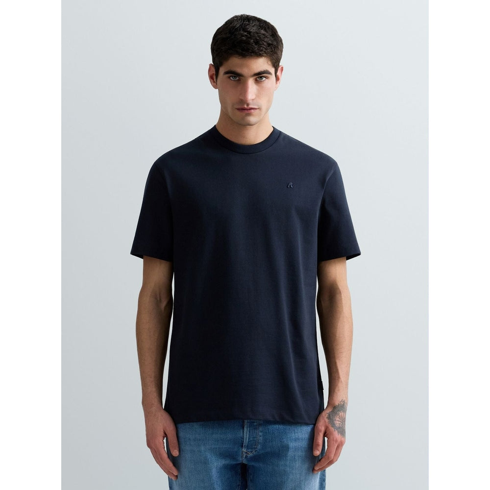 Replay Logo Embroidery T-Shirt In Dark Navy