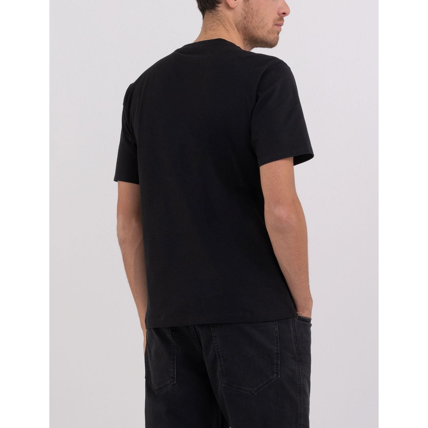 Replay Mens Classic Printed Short Sleeves T-Shirt In Black