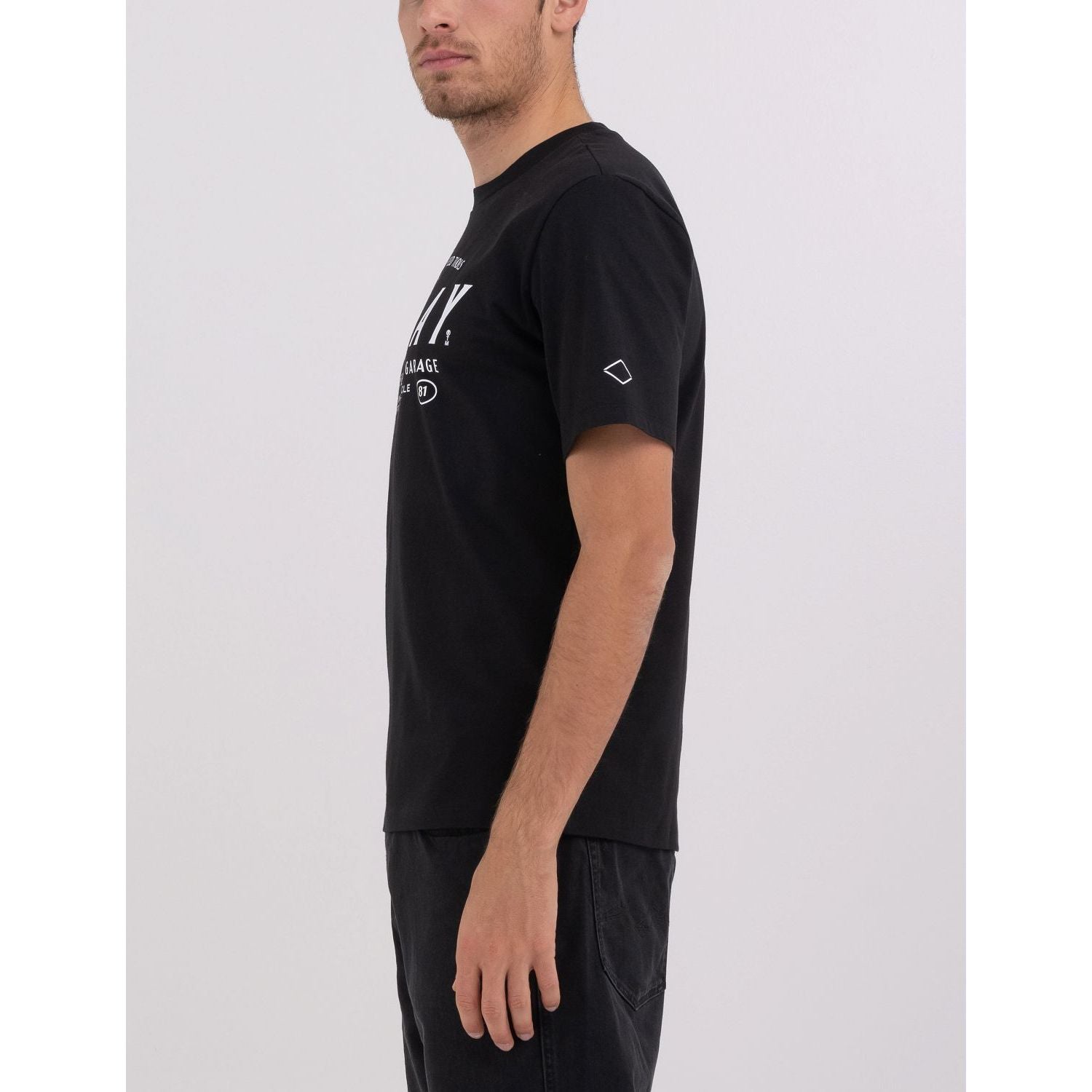Replay Mens Classic Printed Short Sleeves T-Shirt In Black