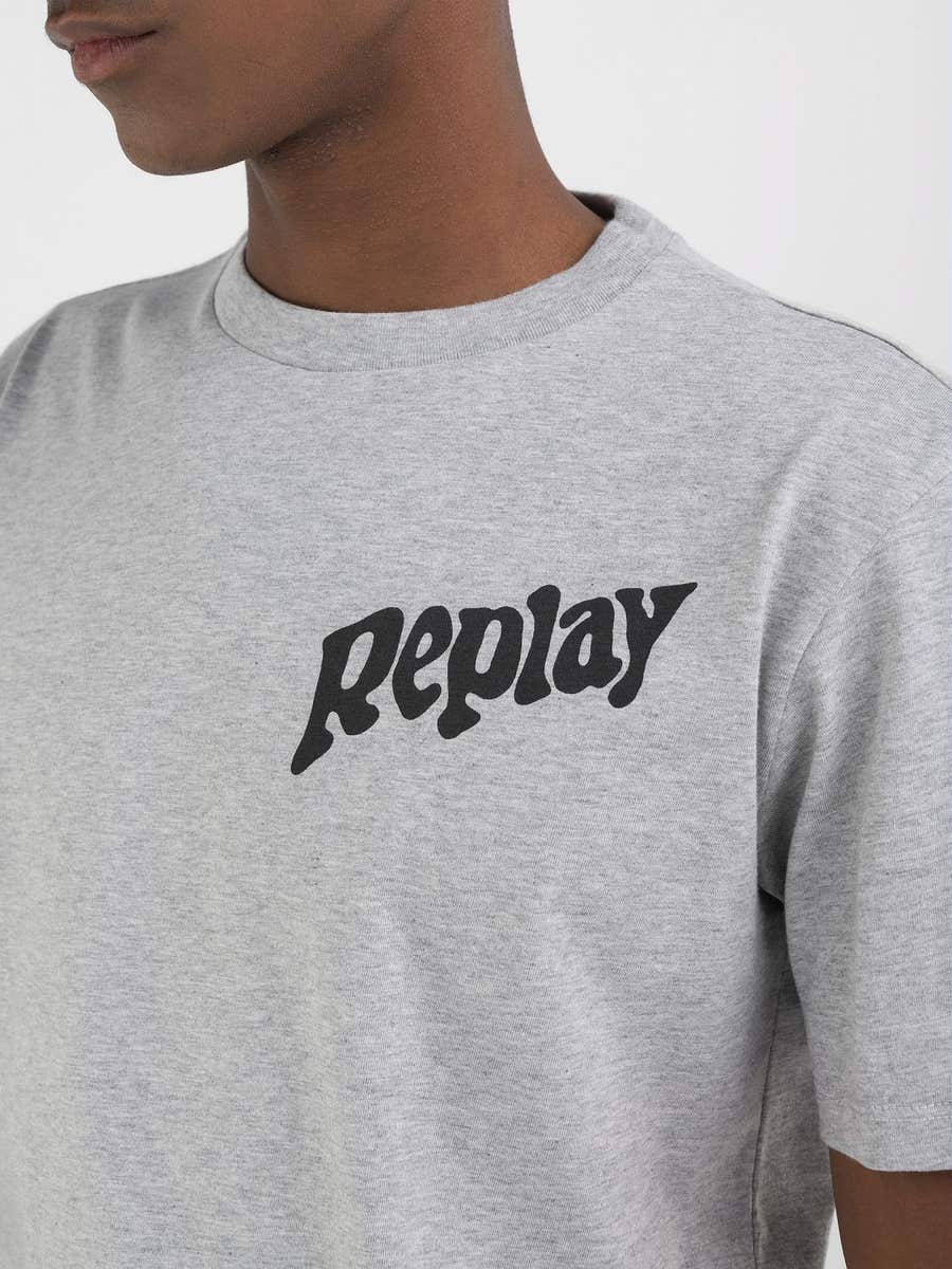 Replay Mens Printed T-Shirt In Grey