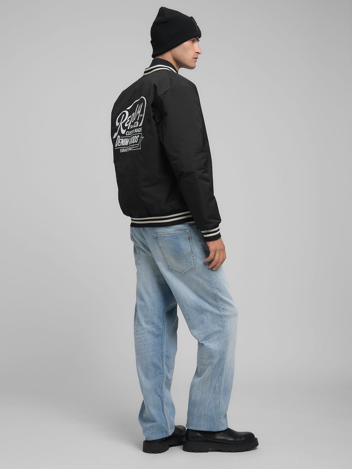 Replay Mens Baseball Jacket In Black