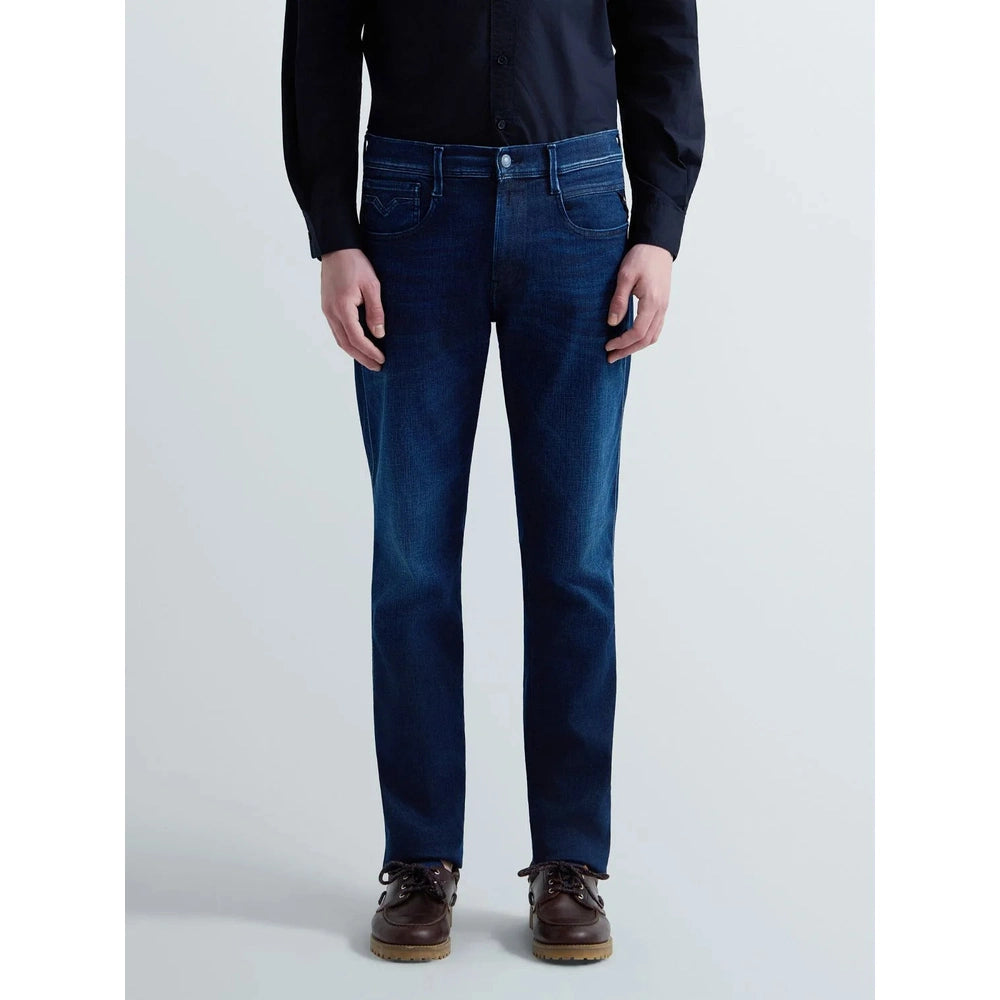Replay Mens Anbass Slim Fit Hyperflex Jeans In Dark Blue