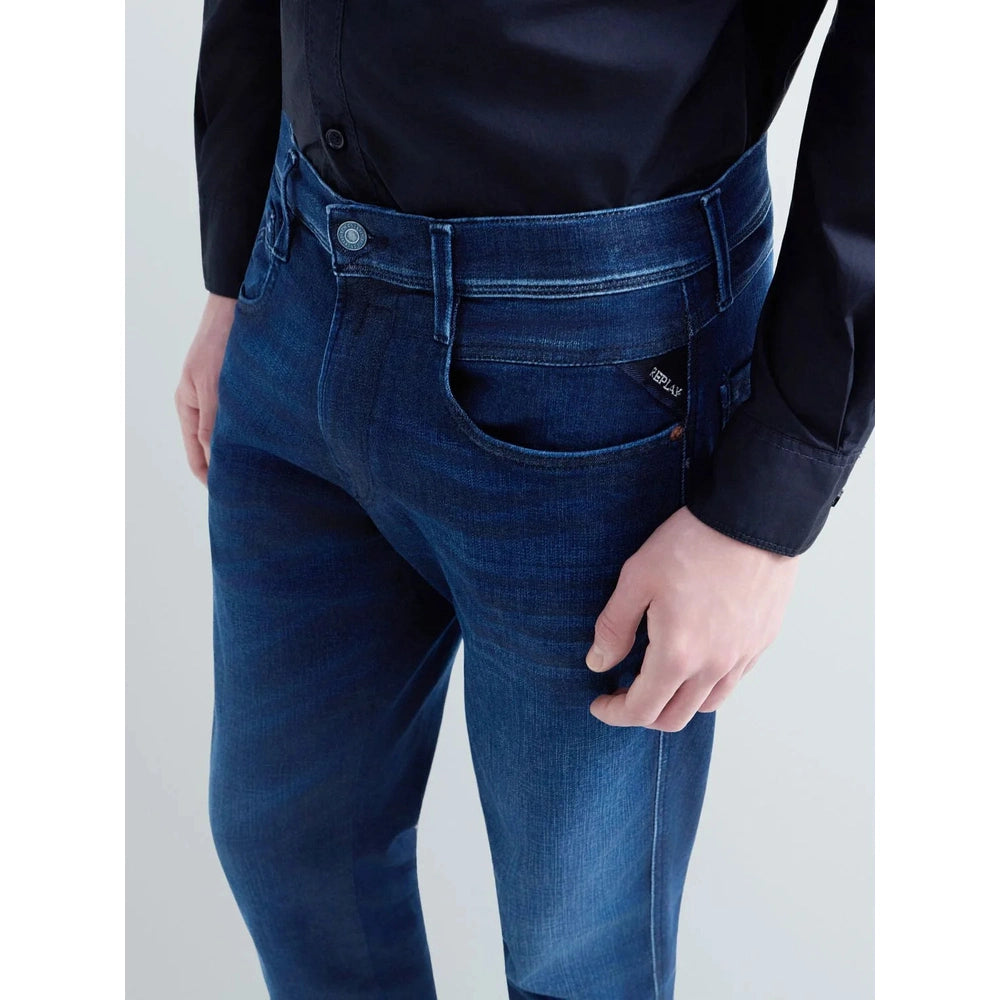 Replay Mens Anbass Slim Fit Hyperflex Jeans In Dark Blue