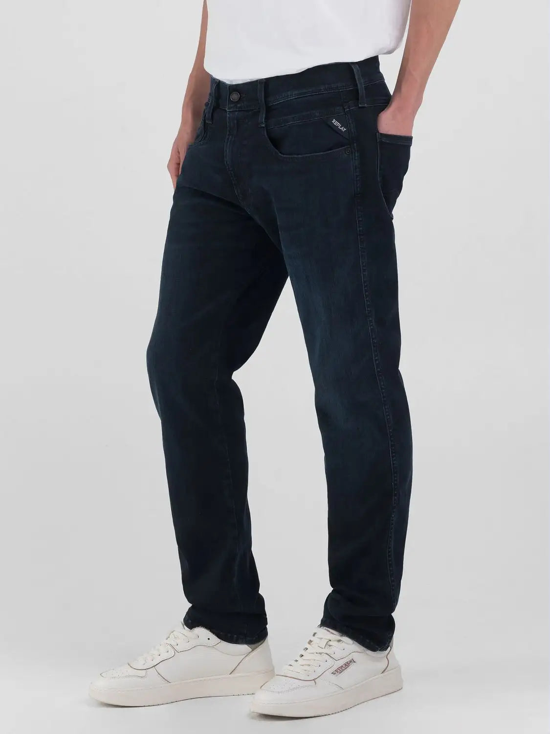 Replay Anbass Hyperflex Mens Jeans in Navy