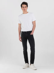 Replay Mens Slim Fit Anbass Jeans In Black