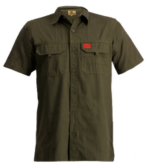 Sniper Mens Millitary Short Sleeve Adventure Shirt In Military Green