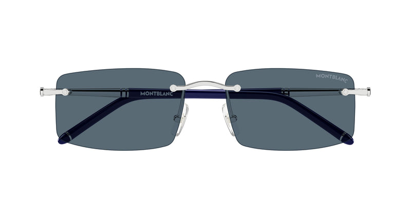 Montblanc Mens Metal Sunglasses In Silver And Blue