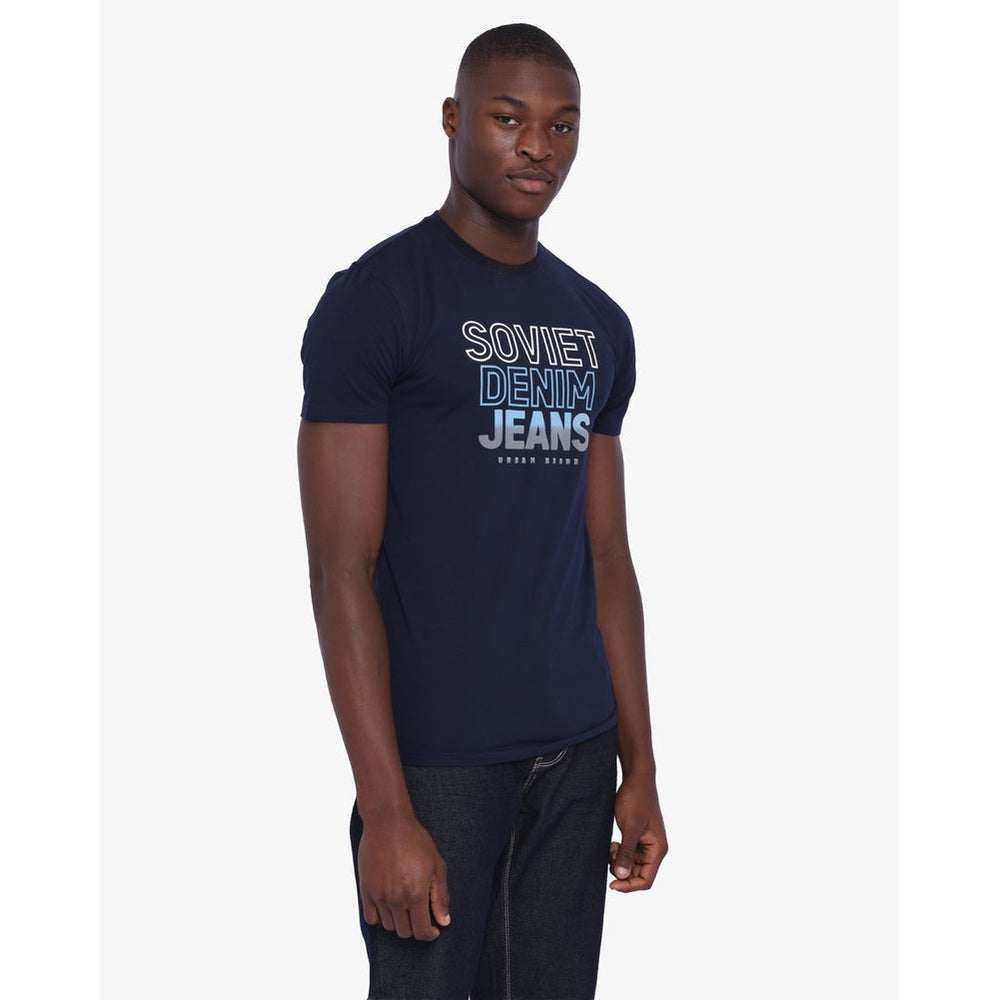 Soviet Mens Beatty Short Sleeves Fashion T-Shirt In Navy/White Blue
