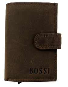 Bossi Mech Unit Leather Card Holder In Dark Brown