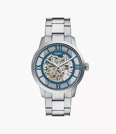 Fossil mens Townsman Automatic Stainless Steel Watch Blue