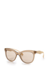 Miu Miu Nude Frame Diamante Sunglasses For Women In Beige