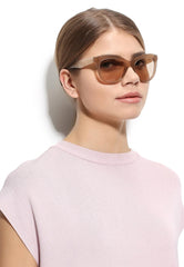Miu Miu Nude Frame Diamante Sunglasses For Women In Beige