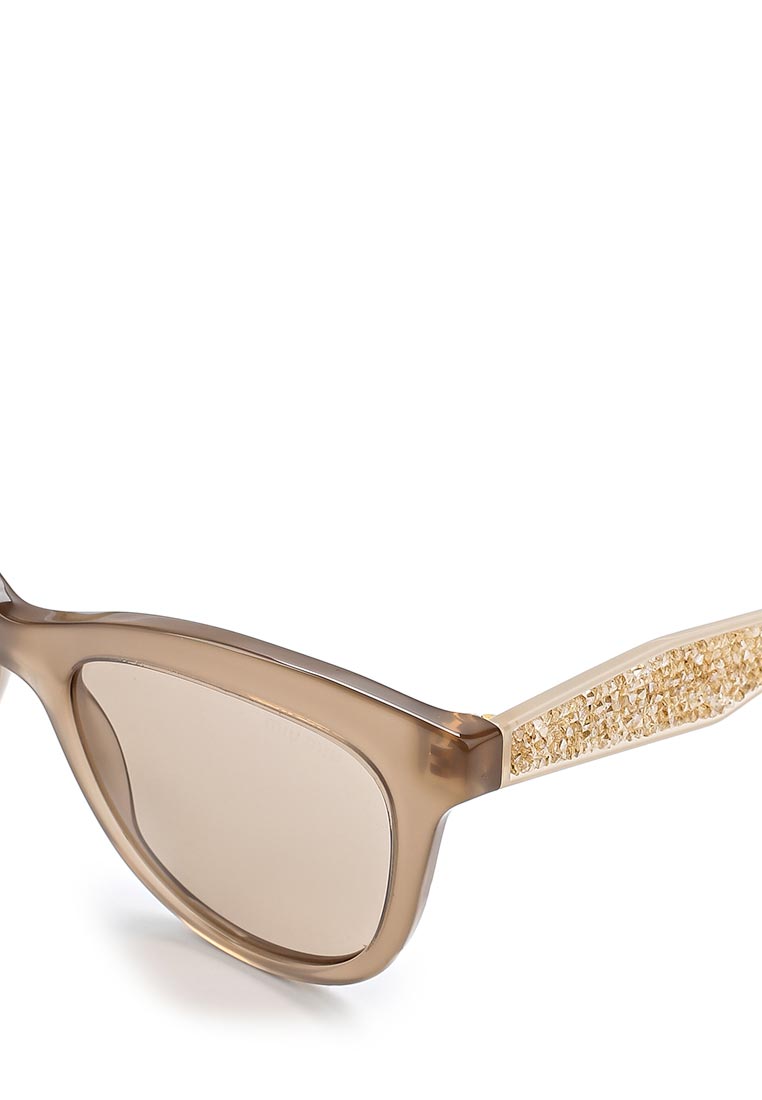 Miu Miu Nude Frame Diamante Sunglasses For Women In Beige