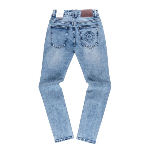 Ben Sherman Men Slim Fit Sand Wash Denim Mid Blue