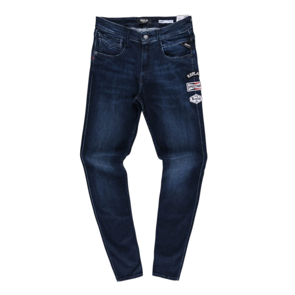 Replay Mens Bronny Slim Fit Jeans In Dark Blue
