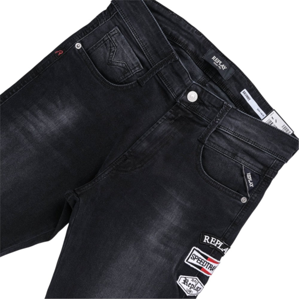 Replay Mens Bronny Slim Fit Jeans In Black