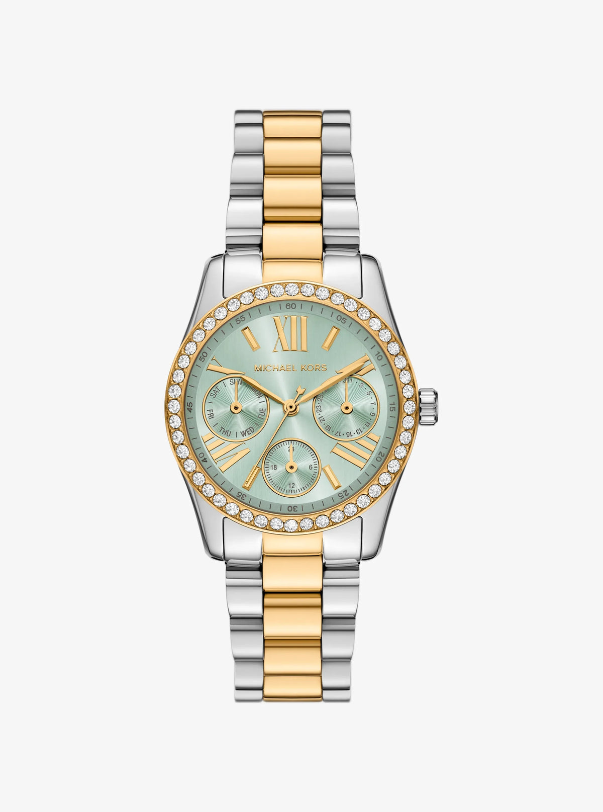Michael Kors Ladies Lexington Two Tone Watch In Green