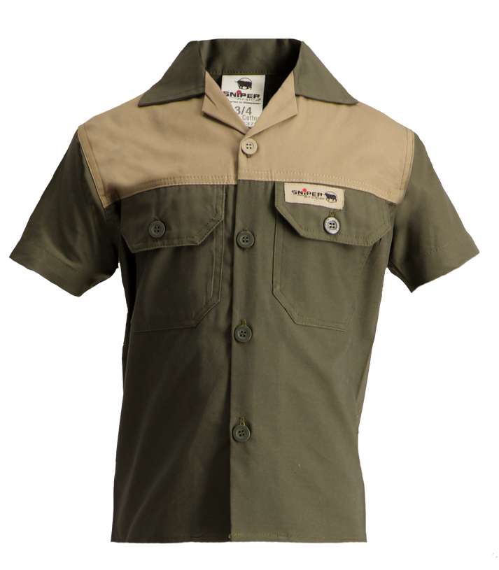 Sniper Boys Millitary Adventure Colour Block Shirt In Olive