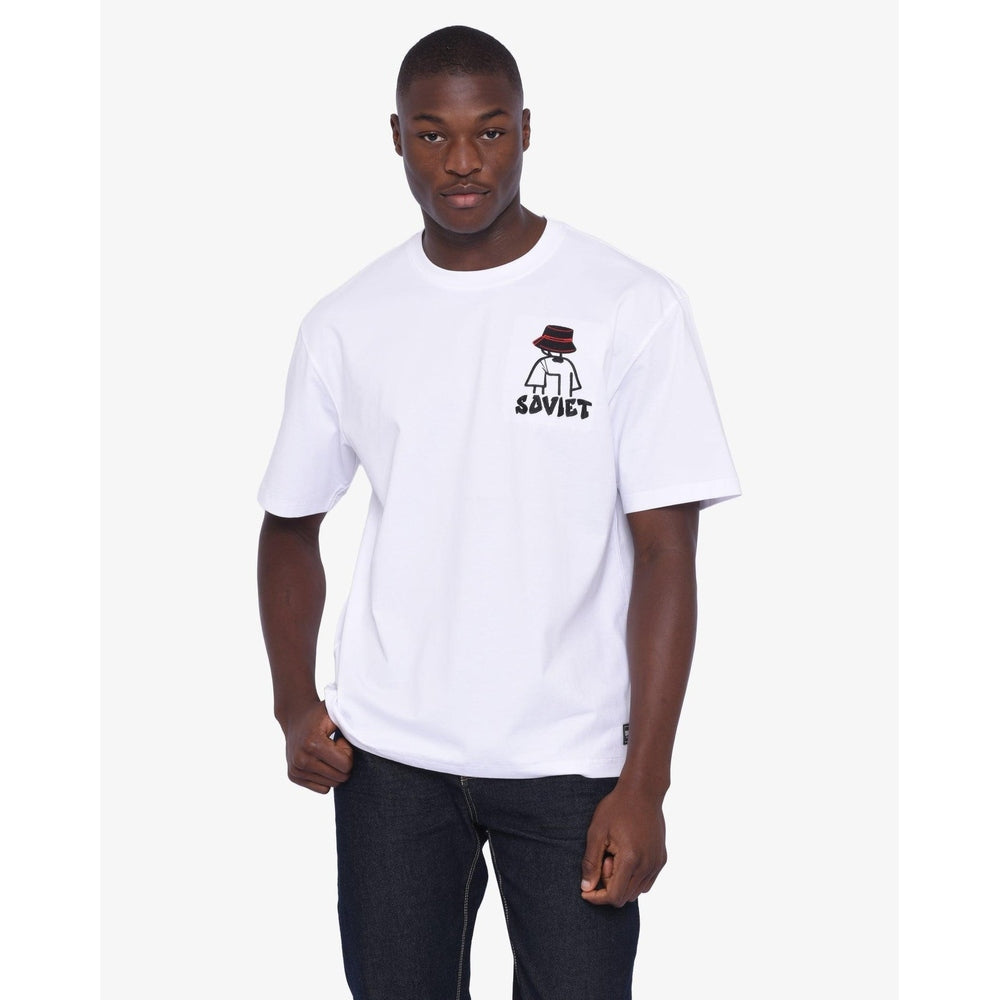 Soviet Liam Mens Short Sleeve Box Fit Fashion T-Shirt In White