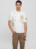 Guess M4Yi0Hk9Rm1G Mns Ss Bs Palm Collrge Tee White