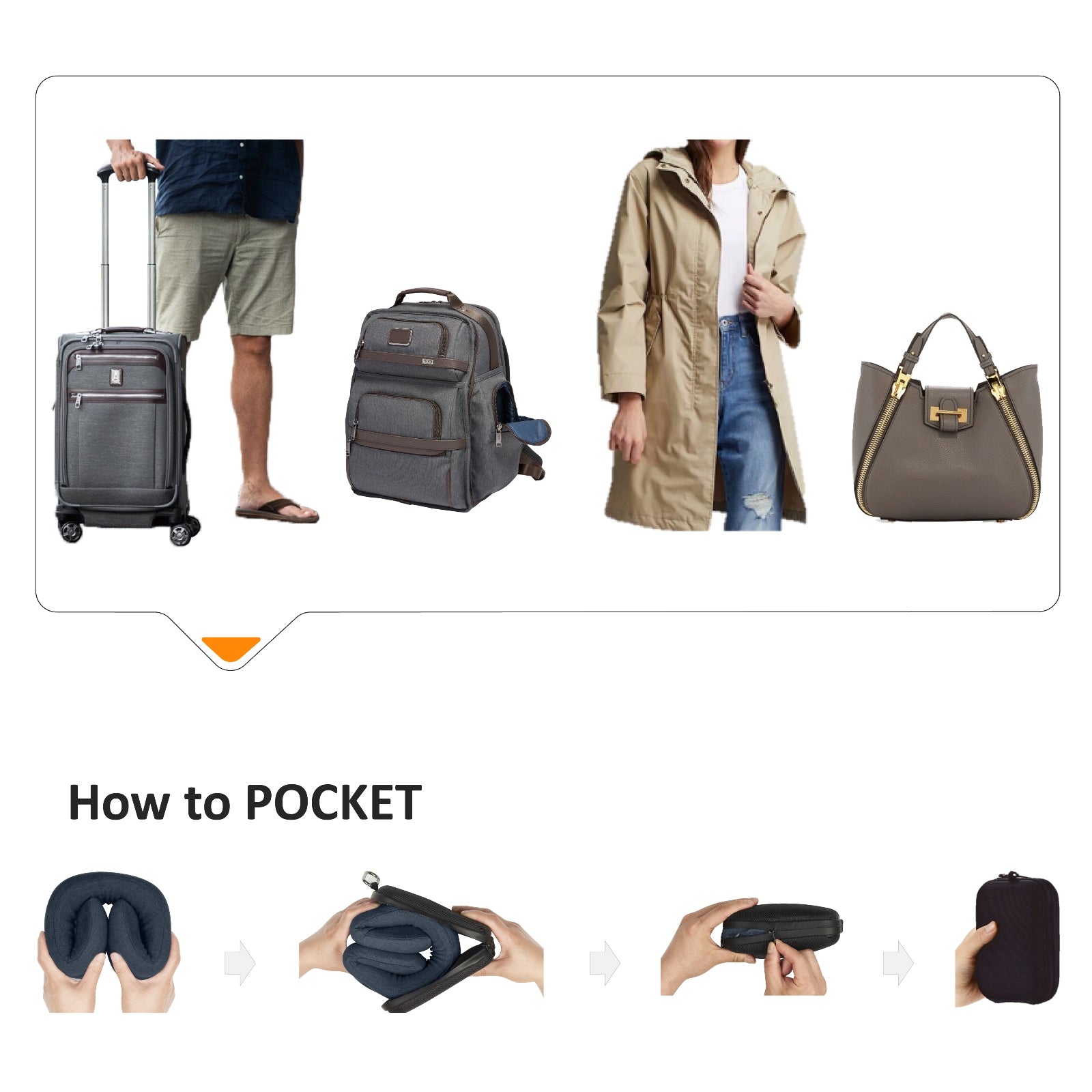 Easynap Travel Neck Pillow With Pouch In Midnight Navy