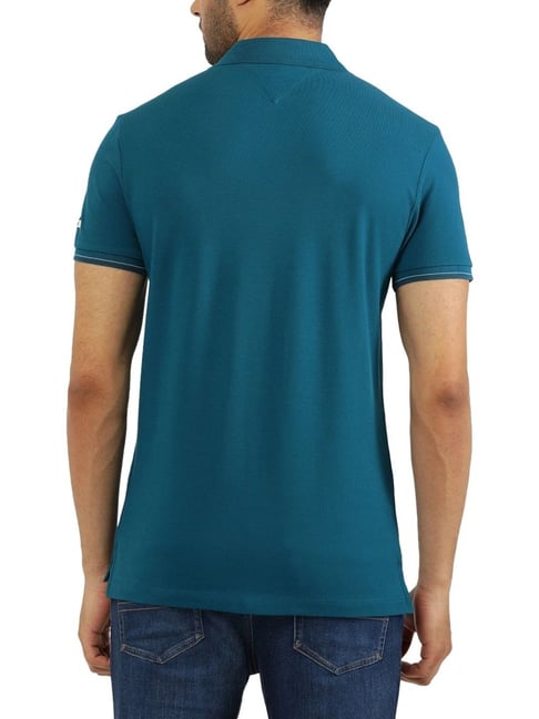 Tommy Hilfiger Mw356191 Msw Cuf Embro And Tipping Slim Polo Turquoise